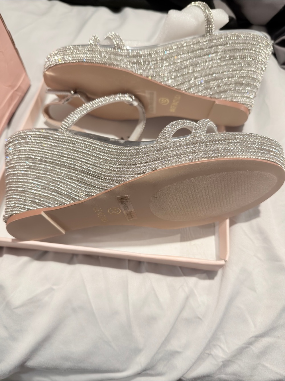 Glaze Silver Rhinestone Wedge Sandals - Picture 4 of 7